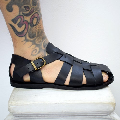 Fisherman Sandals Closed Toe Men Handmade Greek Leather  display picture 1