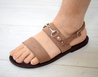 Sandali da uomo in pelle greca nabuk
