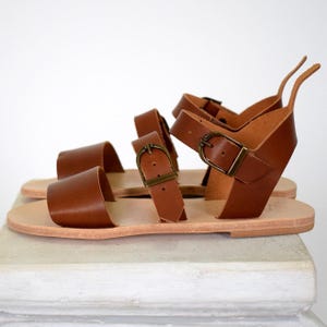 Leather Sandals Women, Handmade in brown color, Sparta sandals.