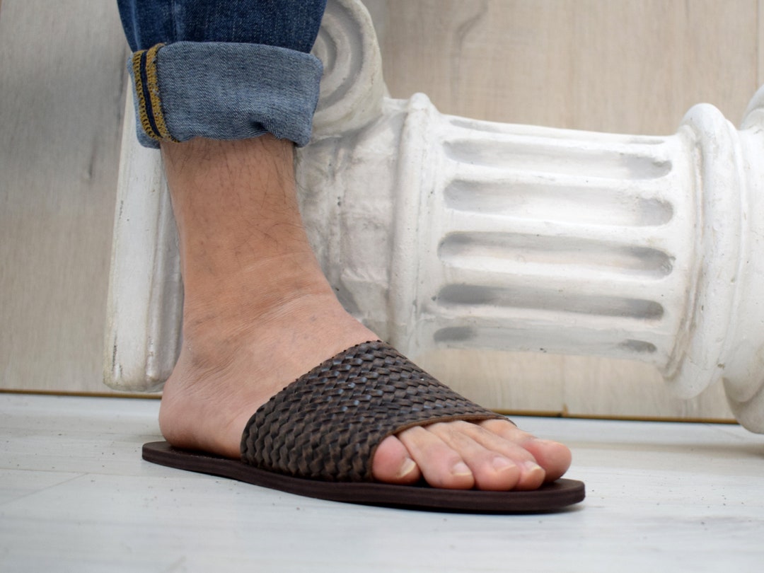 Men Earthing Earthing Men Slides Sandals Made From Leather - Etsy