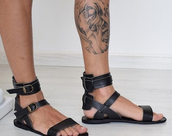 Handmade Leather Gladiator Sandals, Natural Tan, Gift for Men