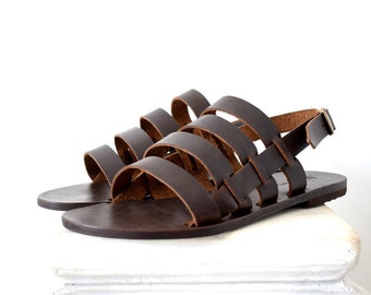 Handmade Leather Sandals for Men, Greek Style, Gift for Dad
