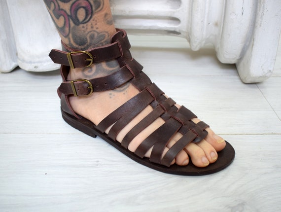 Sandalias de cuero griego romanas hechas a mano Zapatos Zapatos para hombre Sandalias 