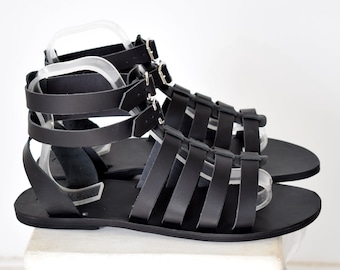 Gladiator Renaissance men sandals, Black sandals, leather sandals, Gift For Men, Free shipping, Handmade Sandals, Genuine Leather sandals