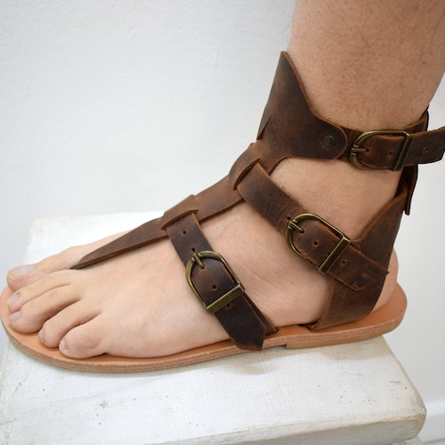 Grecian Handmade Leather Sandals for Men From Greece Etsy