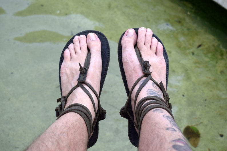 Barefoot Men Sandals Leather Sandals Barefoot Shoes Beach Etsy