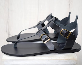 Modern Greek Leather Sandals for Men – Handmade Toe Loop Summer Sandals Inspired by Ancient Greece