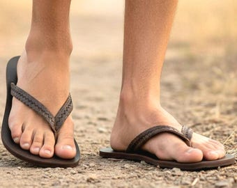 Herren Barfuß-Erdungssandalen - Zero Drop Leder-Erdungssandalen | Handgefertigt in Cypern