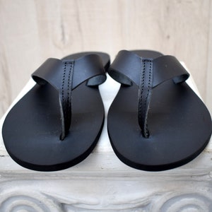 Black Flip Flop Greek Leather Sandals Men Brown Color Gift - Etsy