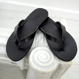 Flip Flop Greek Leather Sandals Slipers Men Thongs Black - Etsy