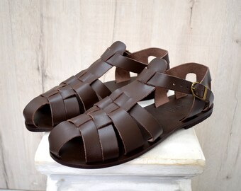 Fisherman Sandals Closed Toe Men Handmade Greek Leather  display picture 3