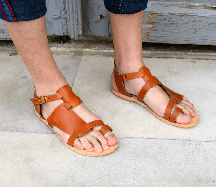 Men Leather Sandals/ Gift for Him/ Greek Sandals/ Men Sandals/ - Etsy