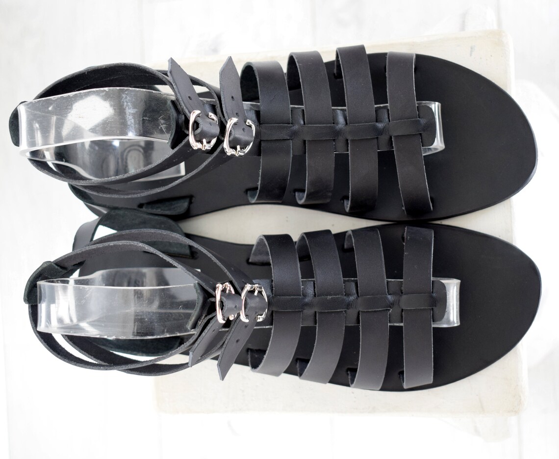 Gladiator Renaissance Men Sandals Black Sandals Leather - Etsy