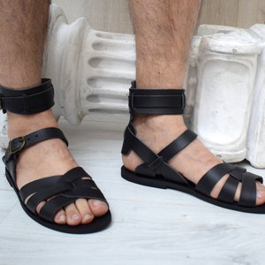 Black Men Sandals With High Quality Genuine Leather and Free Expedited ...