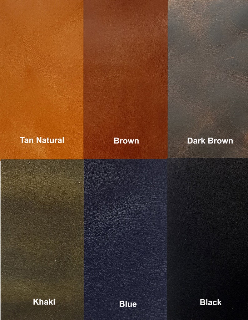 K&ouml;nnte beinhalten: Lederproben in sechs Farben: naturbraun, braun, dunkelbraun, khaki, blau und schwarz.