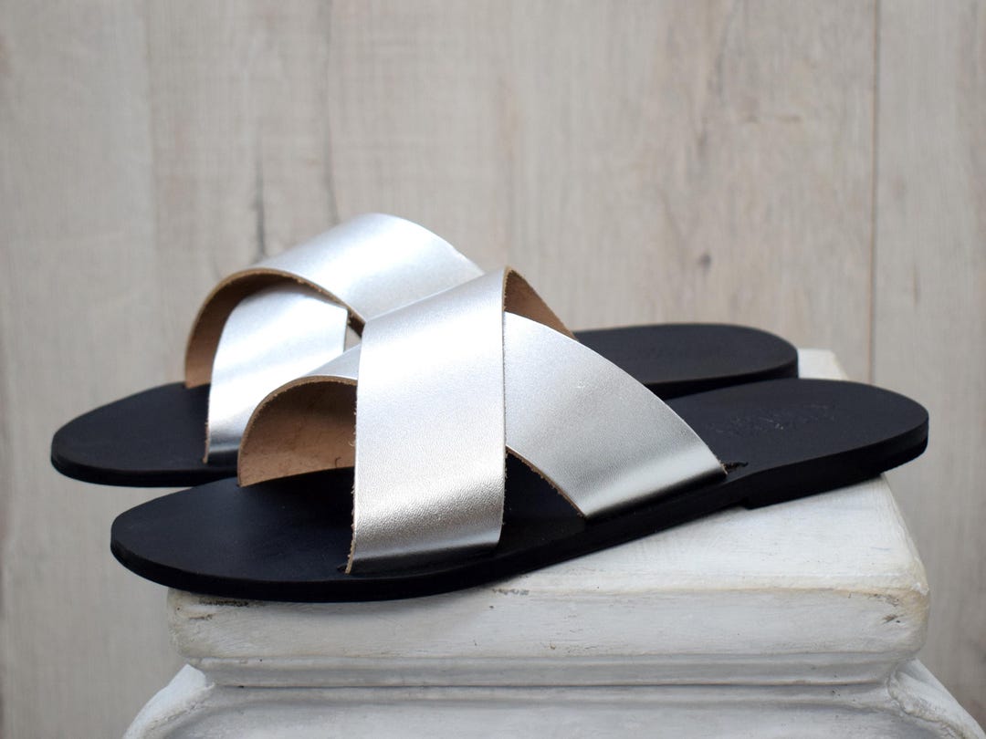 Criss Cross Slides Heren Leren Sandalen Nederland