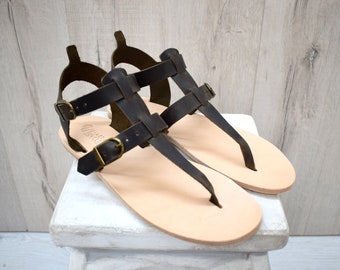 Men's Thong's Leather Sandals in Greek Roman Style