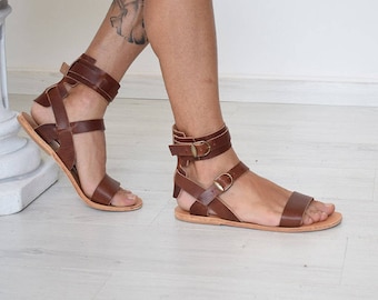 leather sandals men, Gladiator Greek Men Brown Color, Gift For Men, Handmade Sparta High Quality Genuine Leather sandals,