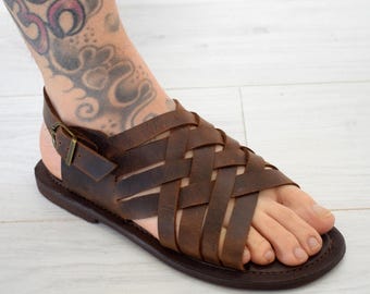 Gladiator Renaissance Brown leather men sandals, Gift For Men, Free shipping, Handmade Sandals, Genuine Leather sandals