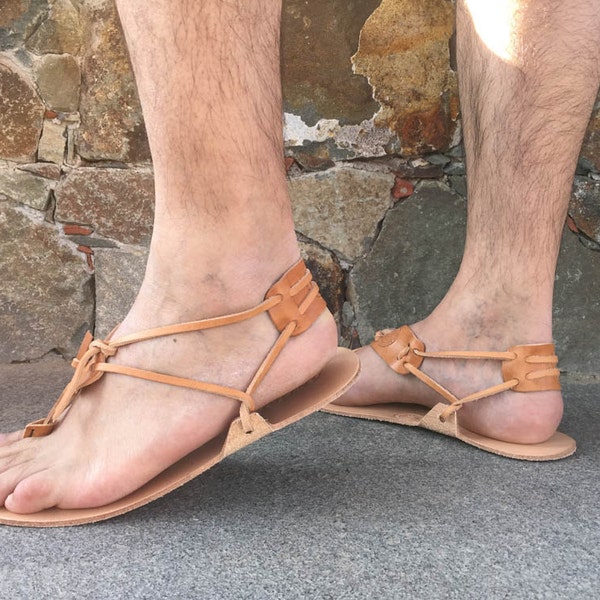 Sandali da uomo a piedi nudi - Sandali Huarache a piedi nudi in vera pelle al 100%. sandali da corsa, spedizione gratuita!