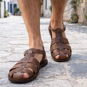 Men’s Handmade Leather Fisherman Sandals: Closed-Toe Summer Shoes image 15