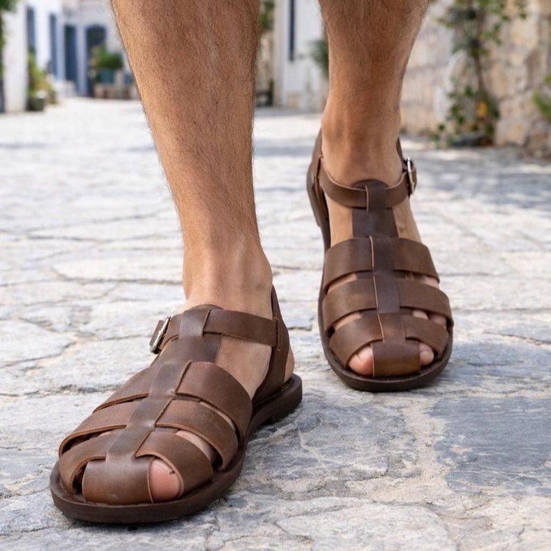 Men’s Handmade Leather Fisherman Sandals: Closed-Toe Summer Shoes image 15