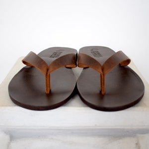 Flip flop Greek Leather sandals slipers Men Thongs brown | Etsy