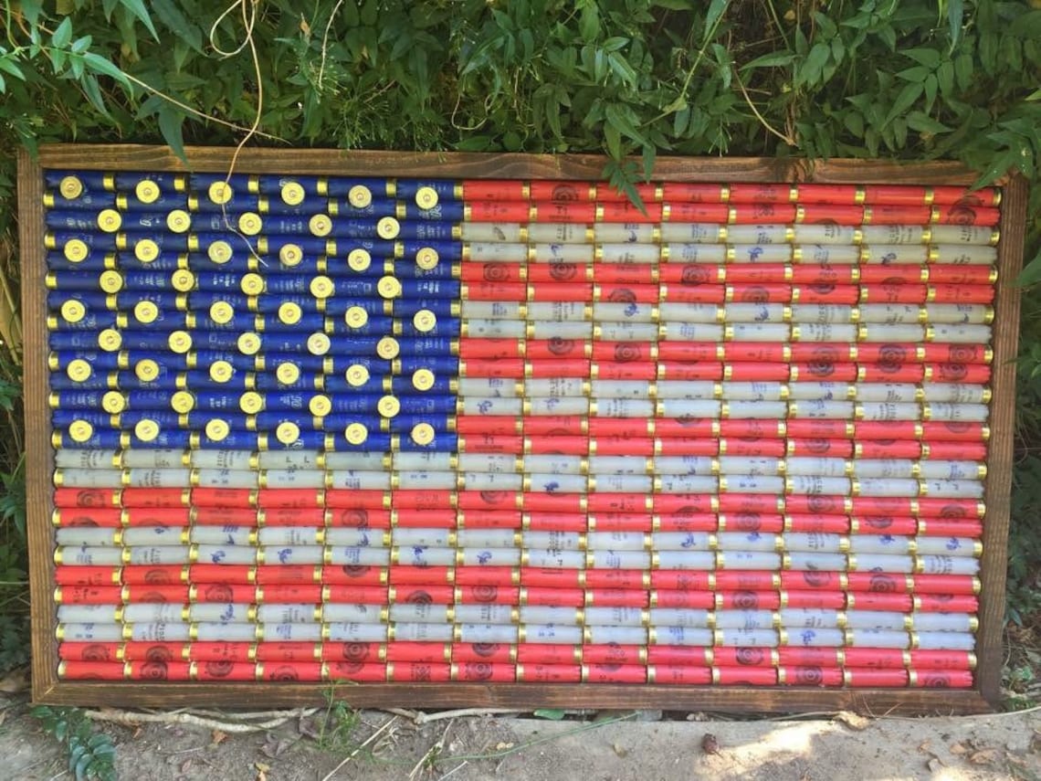 Shotgun Shell American Flag large flag rustic americana | Etsy