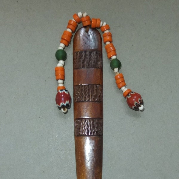 Large Handmade Carved Bone Hairpin with Glass Beads from the Naga, Tribal Art, Hair Jewelry, FREE SHIPPING