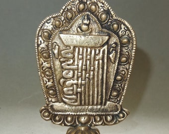 Tibetan Brass Auspicious Kalachakra Mantra Statue from Nepal, Buddhist Tribal Folk Ceremony Art, FREE SHIPPING