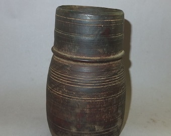 Old Tibetan Wooden Pot, Tribal Domestic Utensil Tibet, FREE SHIPPING