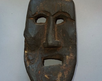 Old Traditional Hardwood Shaman Folk Mask from Nepal, Ethnic Folk Tribal Art, Ritual Craft, FREE SHIPPING