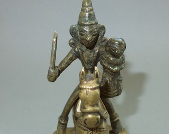 ネパールのアンティークブロンズシヴァとパラヴァティの馬像