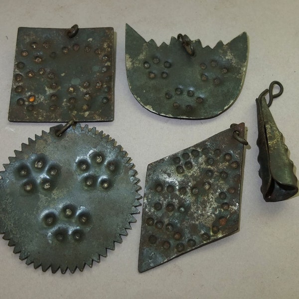 Five Iron Shaman Amulets Pendants from Nepal, Ethnic Folk Tibetan Jewelry, Tribal Art, Himalayan Art, FREE SHIPPING
