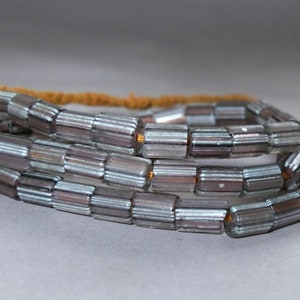 Beaded Necklace with Old Handmade Brown White Chevron Glass Beads from Nepal, Striped Beads, Glass Jewelry, FREE SHIPPING