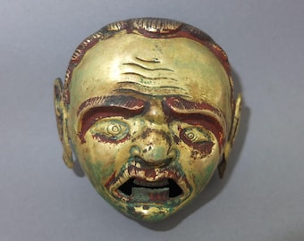 Old Tibetan Buddhist Gilt Copper Ritual Garland Head, Tibetan Lama Monestry Art