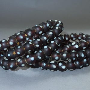 Two Beaded Necklaces with Round Brown Glass Beads with White Dots from Nepal, Handmade Round Beads, Asian Jewelry, FREE SHIPPING