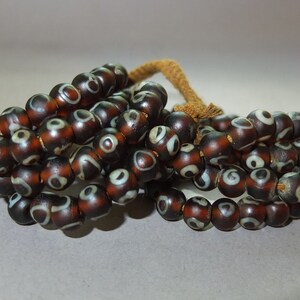 Two Beaded Necklaces with Round Brown Glass Beads with White Dots from Nepal, Handmade Round Beads, Asian Jewelry, FREE SHIPPING