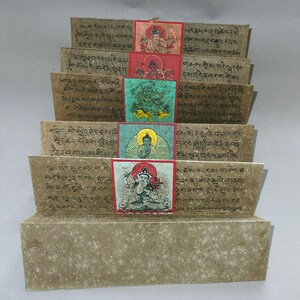 Tibetan Illustrated Buddhist Manuscript Book with Buddha and Deity Paintings, Religious Ritual Text Tibet