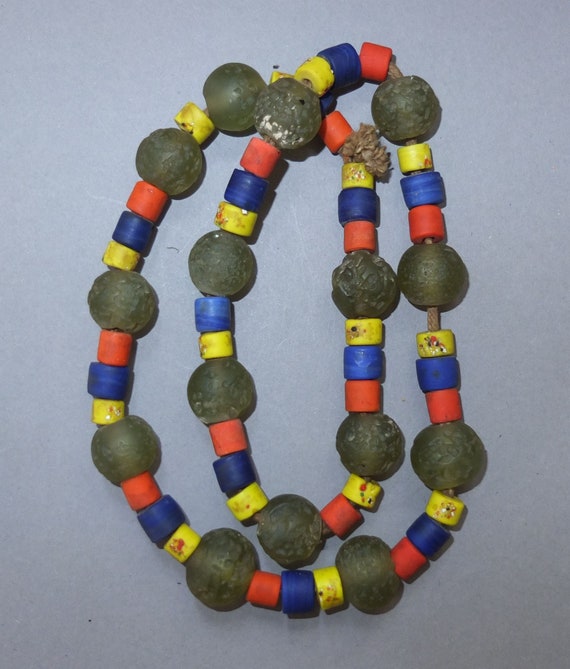 Necklace Strand with Yellow Red Blue and Transpar… - image 1