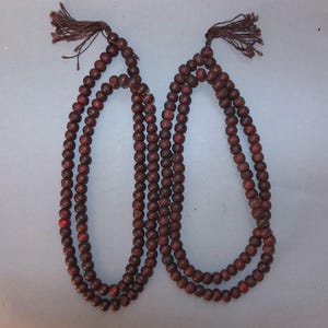 Two Handmade Mala Rosary with Wooden Prayer Mala Beads from Nepal, Round Wooden Beads, Buddhist Jewelry, Folk Art, FREE SHIPPING
