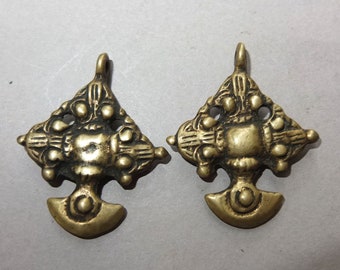 Two Buddhist Brass Dorje Ritual Knife Amulets Pendants from Nepal, folk Jewelry, FREE SHIPPING