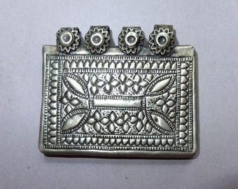 Old White Metal Pendant Amulet from Nepal