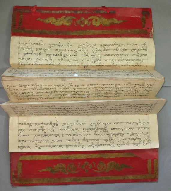 Old Burmese Buddhist Manuscript, Hand Written Prayer Book