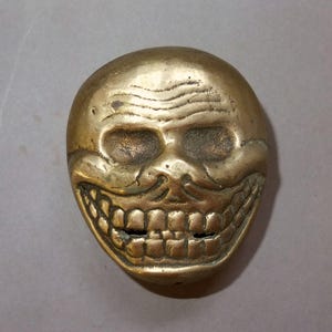 Heavy Buddhist Brass Skull Citipati Amulet Pendant from Nepal, Buddhist Charm, Himalaya Art, FREE SHIPPING