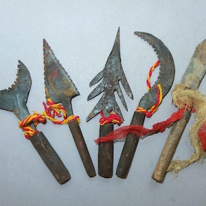 Five Iron Small Ritual Shaman Object Amulets from Nepal, Traditional Art, FREE SHIPPING