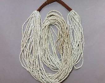 Naga Necklace with 20 Strands Small White Glass Beads