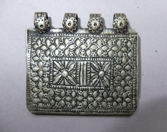 Old White Metal Pendant Amulet from Nepal