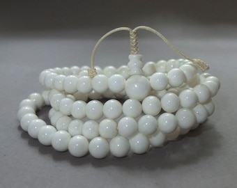 Buddhist Mala Strand Shell Prayer Beads from Tibet, Buddhist Jewelry, Folk Art Asia, FREE SHIPPING