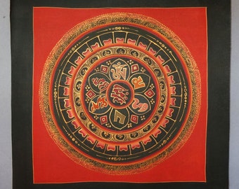 Tibetan Thangka Painting Scroll, Buddhist Yantra Mandala Painting on Cotton Tibet, Meditation Art, FREE SHIPPING